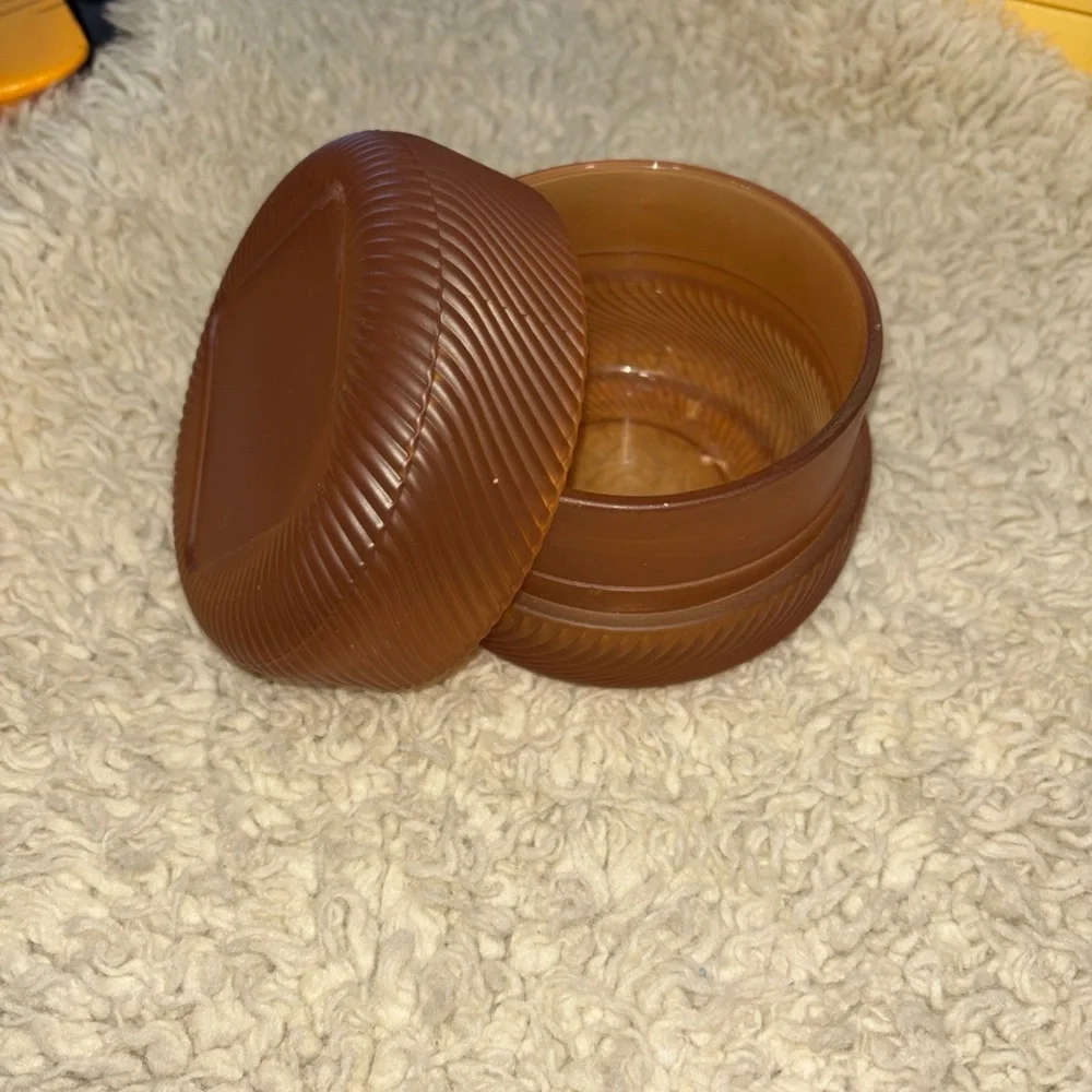 VTG Orange Glass Powder holder Trinket Holder Collectible Versatile Jewelry Jar